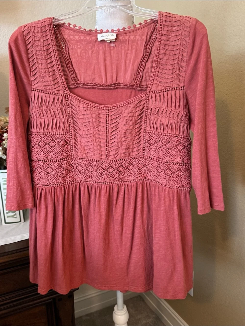 Anthropologie BOGO Free Meadow Rue Nosara Top shirt smocked crochet Medium